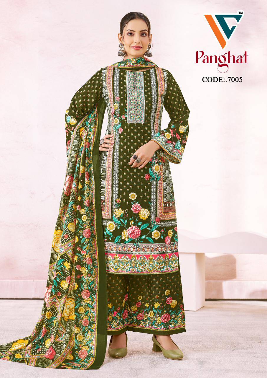    PANGHAT VOL - 7 By VANDANA‎‎‎‎ CREATION 7001 To 7008 Series Beautiful Festive Suits Stylish Fancy Colorful Casual Wear & Ethnic Wear Cotton Print Dresses At Wholesale Price